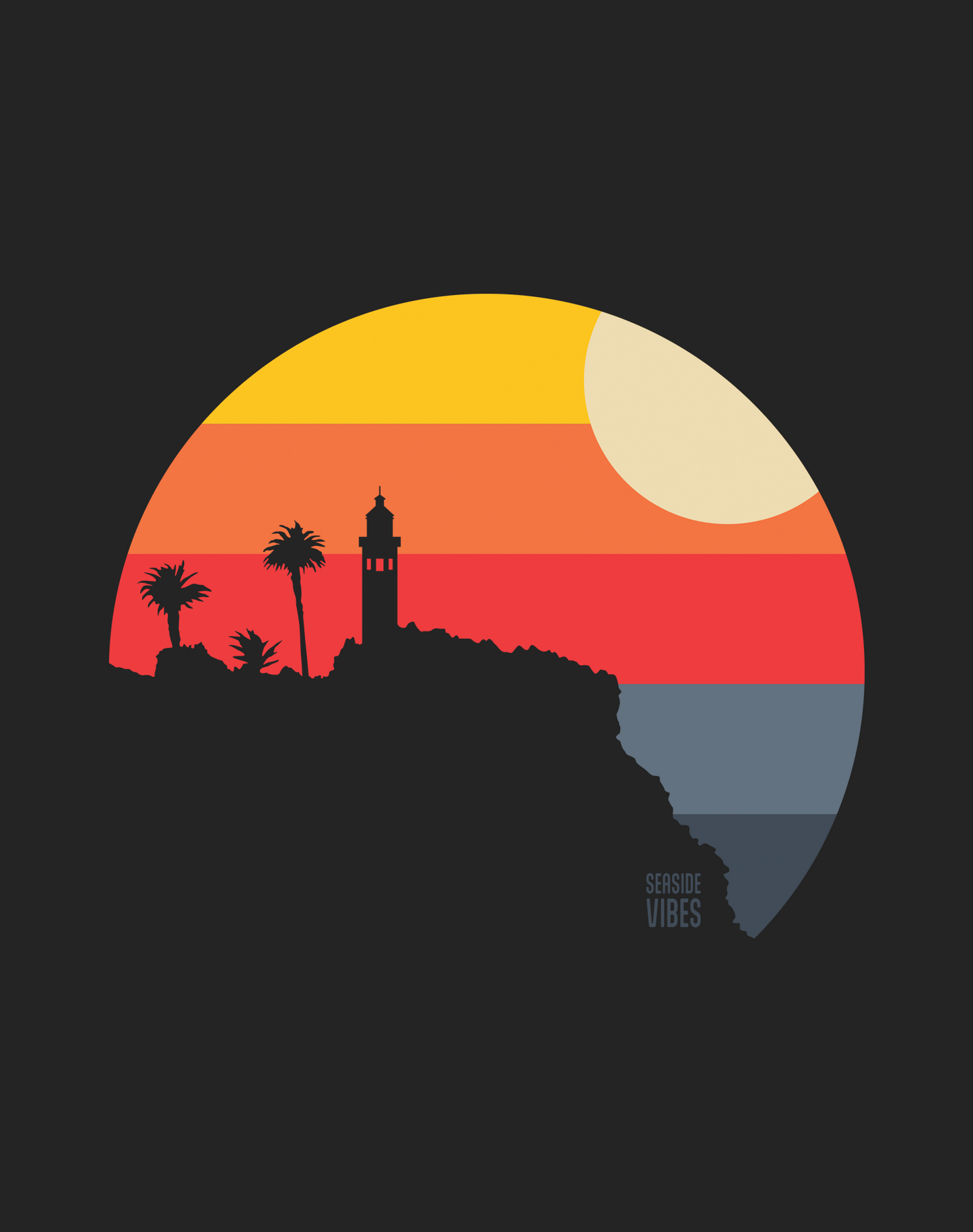 Point Vicente Lighthouse Sunset Tee - Cotton Blend | Charcoal