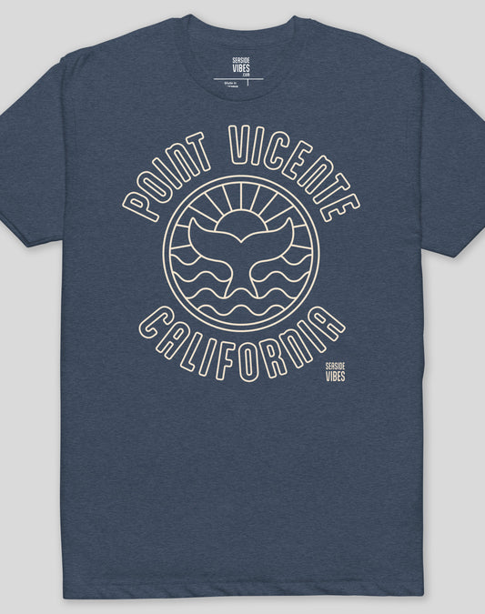 Point Vicente Sunset Whale Tee - Cotton Blend | Midnight Navy