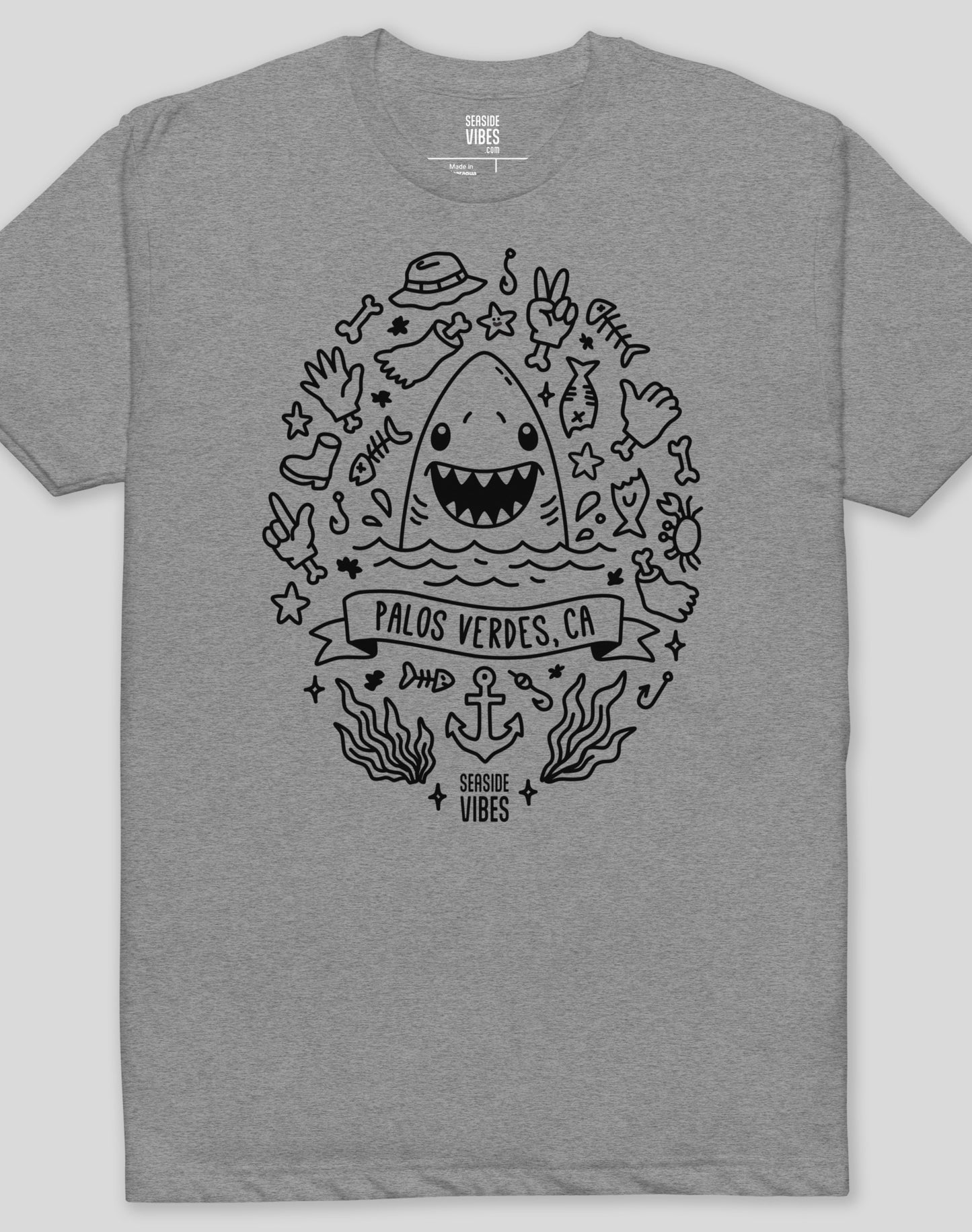 Palos Verdes Shark Attack! Tee - Cotton Blend | Dark Heather Gray