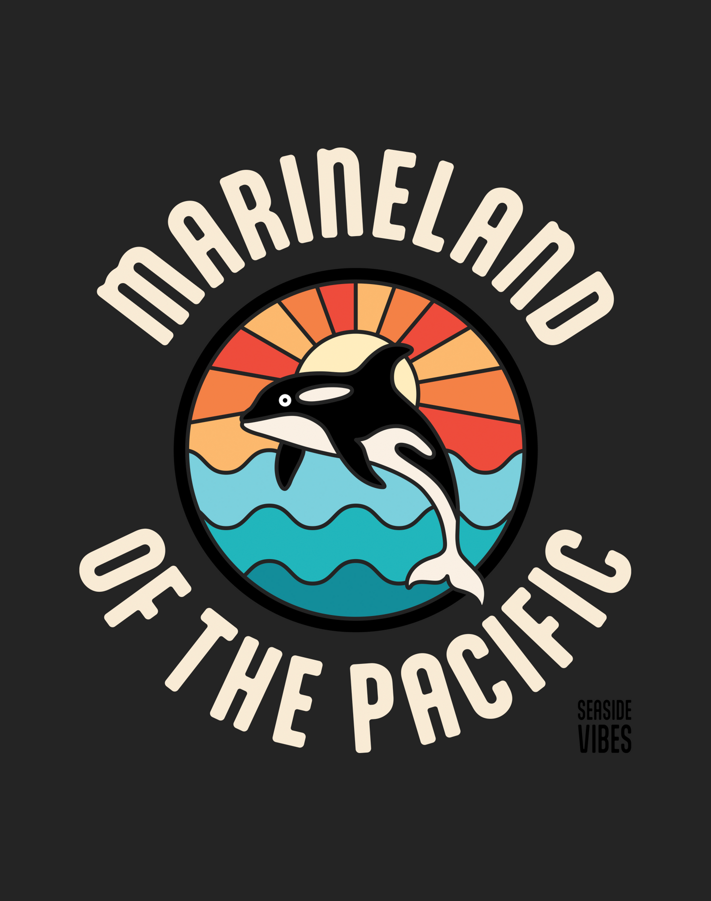 Marineland of the Pacific Retro Sunset Tee - Cotton Blend | Charcoal