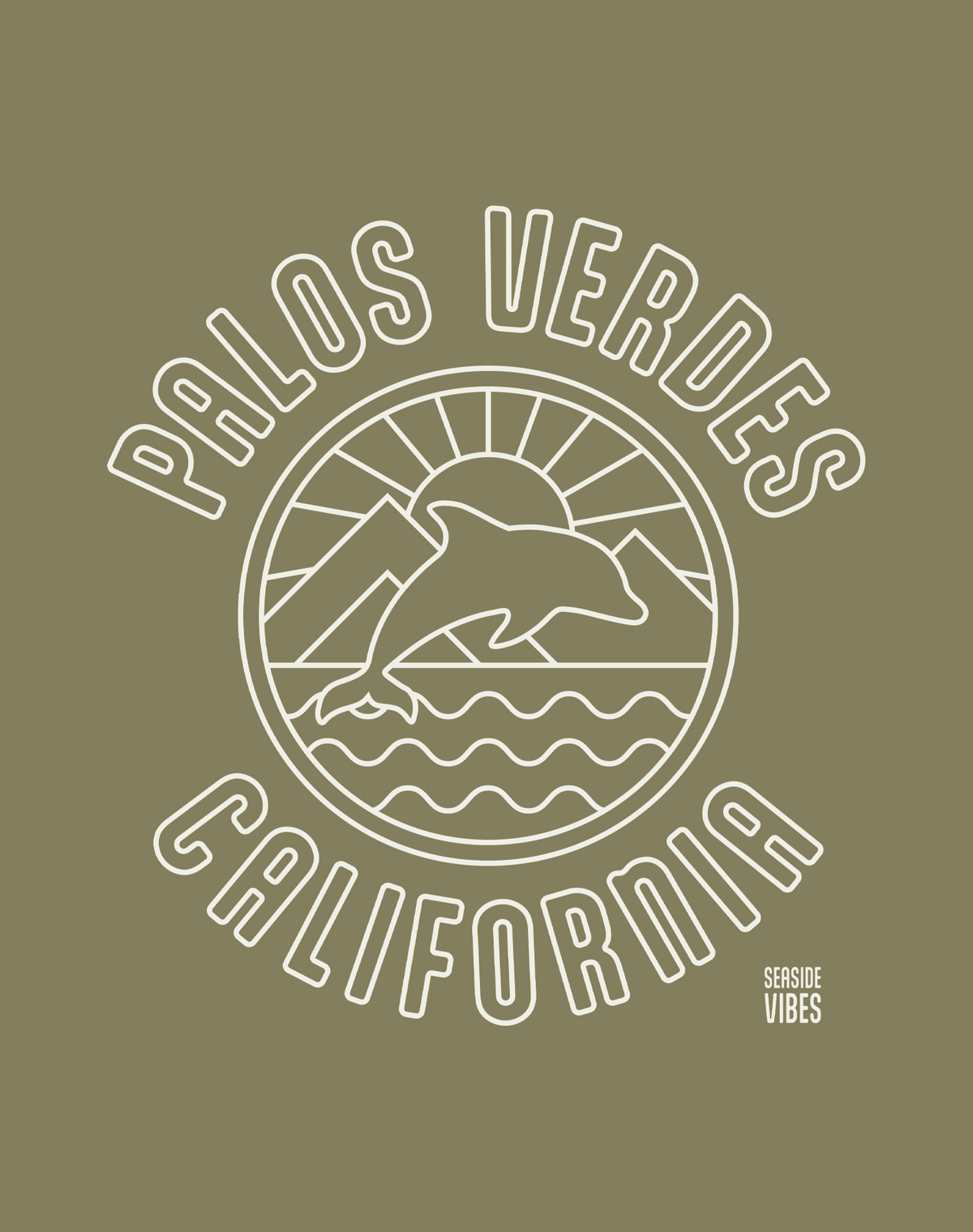 Palos Verdes Dolphin Sunrise Tee - Cotton Blend | Military Green