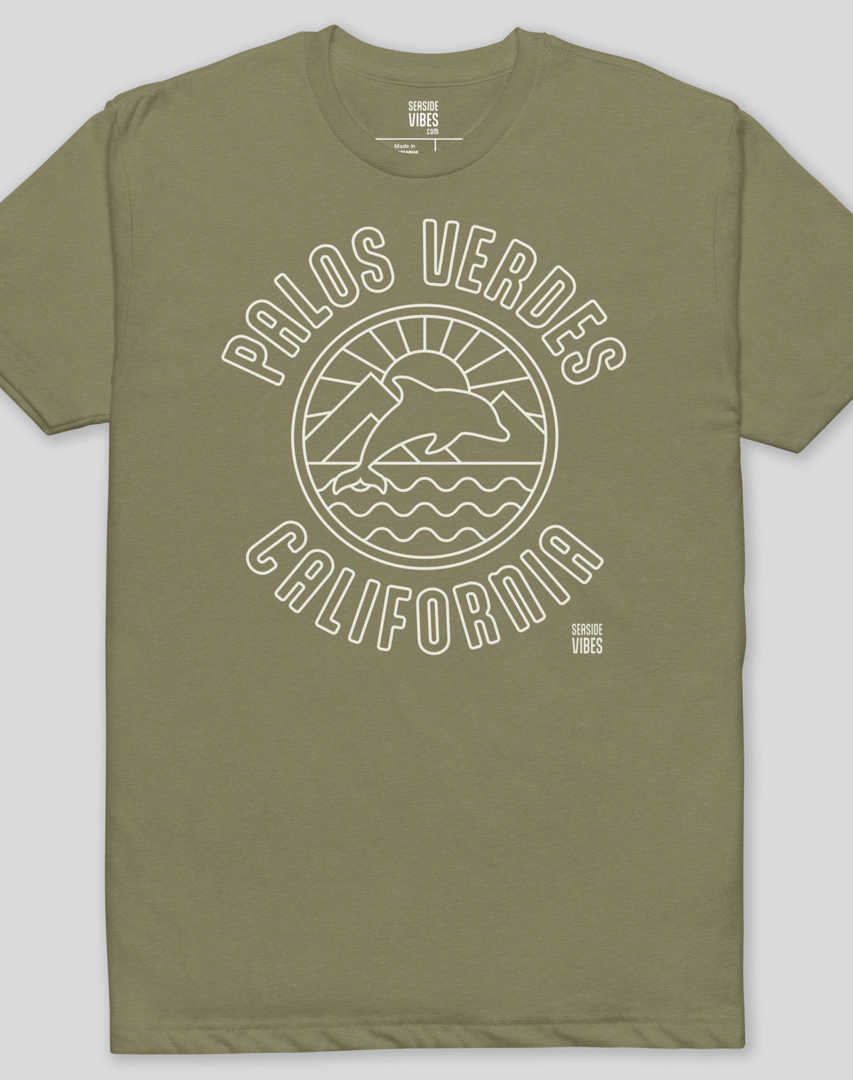 Palos Verdes Dolphin Sunrise Tee - Cotton Blend | Military Green
