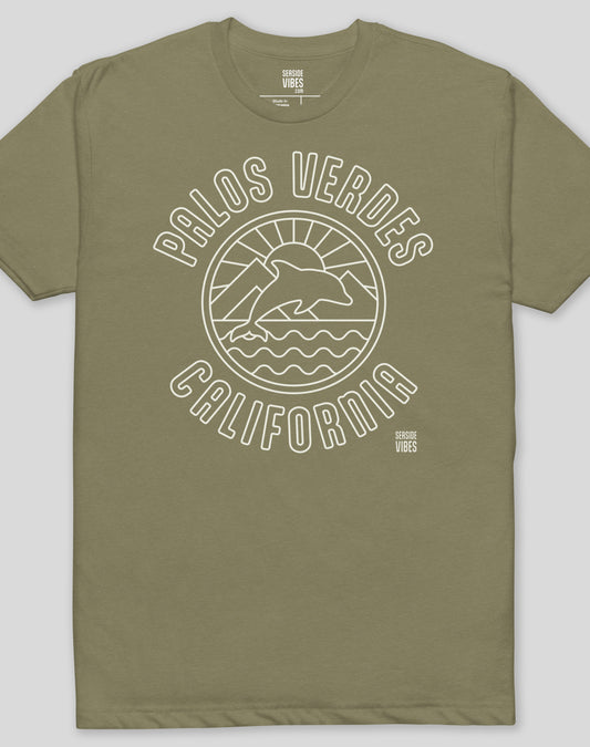 Palos Verdes Dolphin Sunrise Tee - Cotton Blend | Military Green