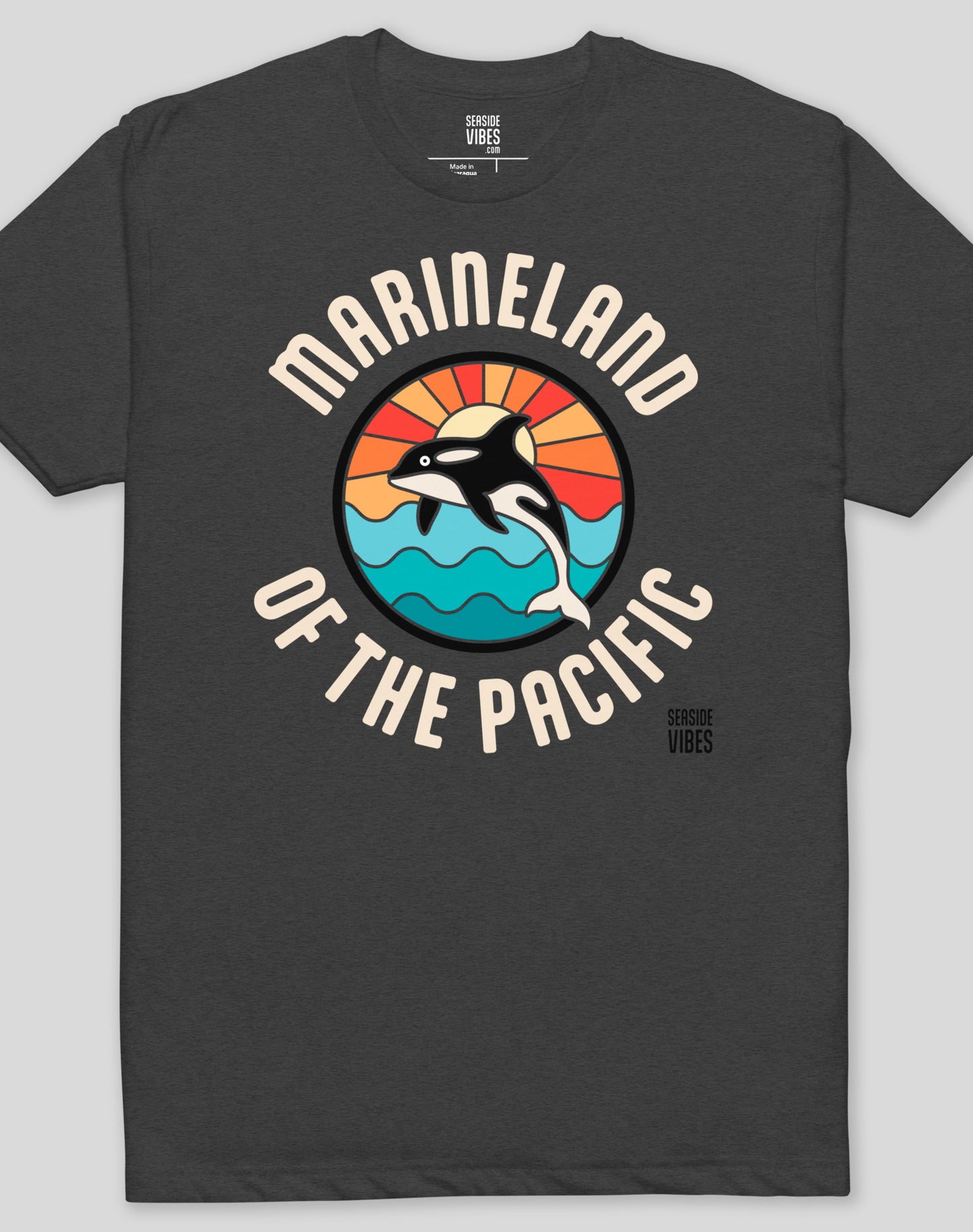 Marineland of the Pacific Retro Sunset Tee - Cotton Blend | Charcoal