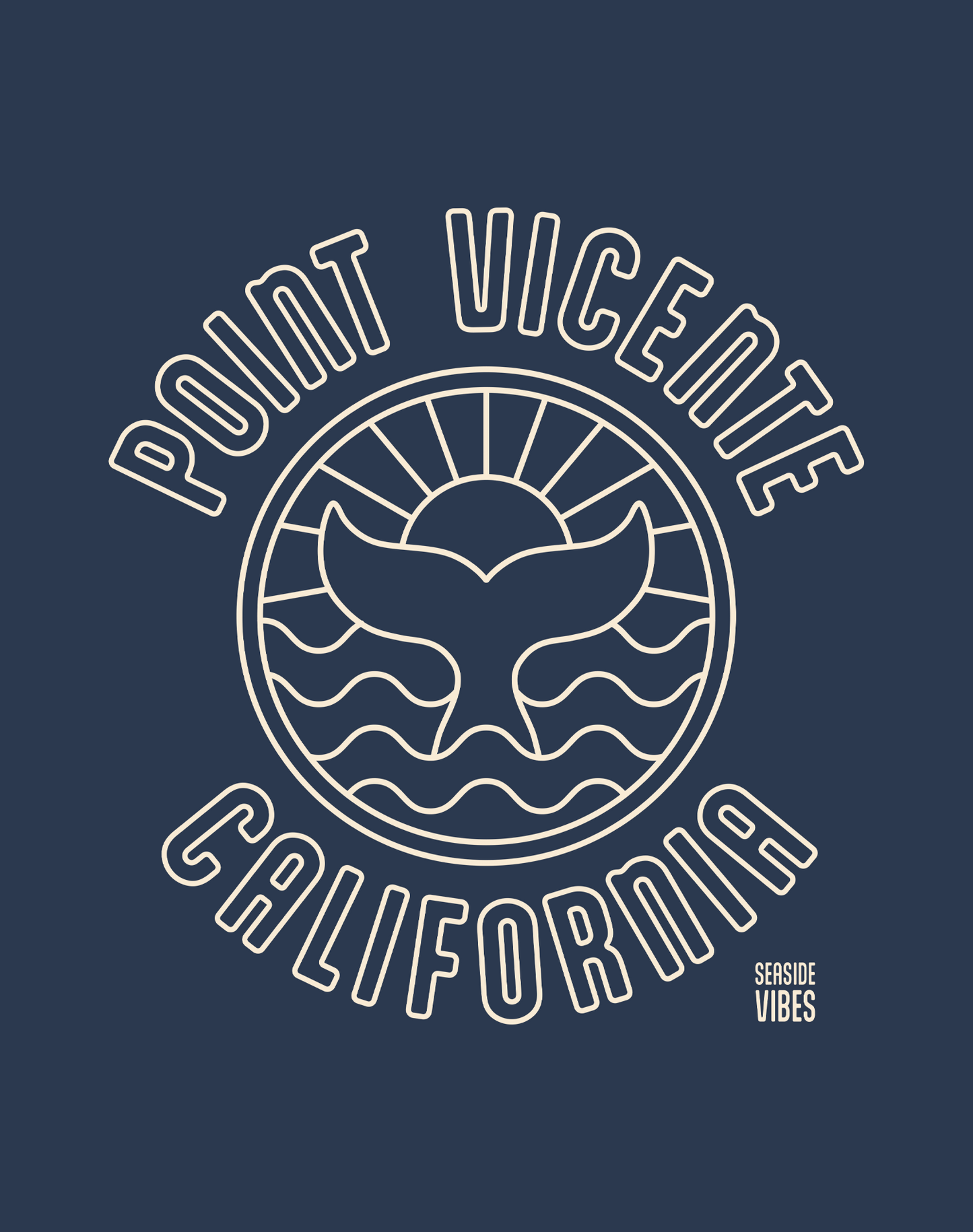 Point Vicente Sunset Whale Tee - Cotton Blend | Midnight Navy