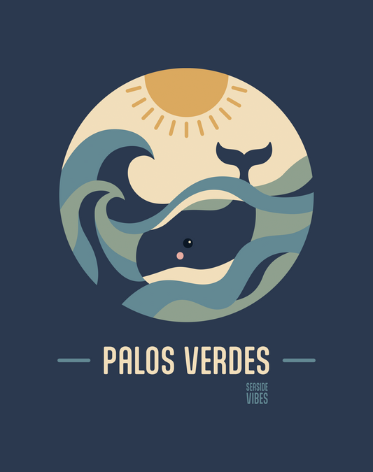 Palos Verdes Whale Sunset Tee - Cotton Blend | Midnight Navy