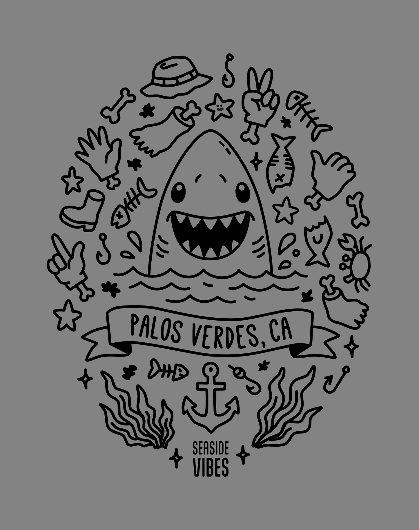 Palos Verdes Shark Attack! Tee - Cotton Blend | Dark Heather Gray