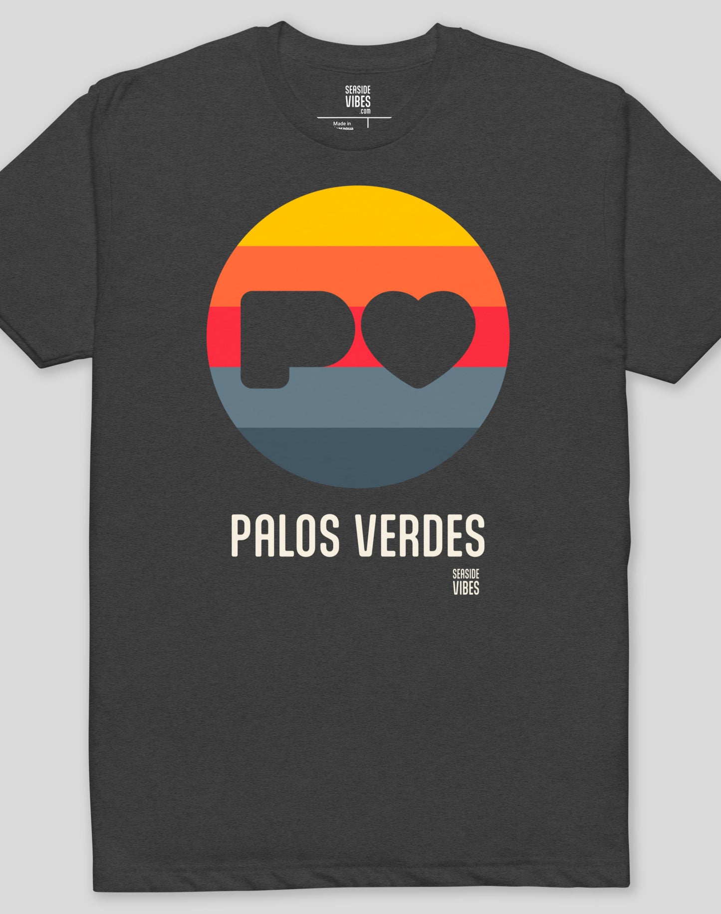 Palos Verdes Sunset Heart Logo Tee - Cotton Blend | Charcoal