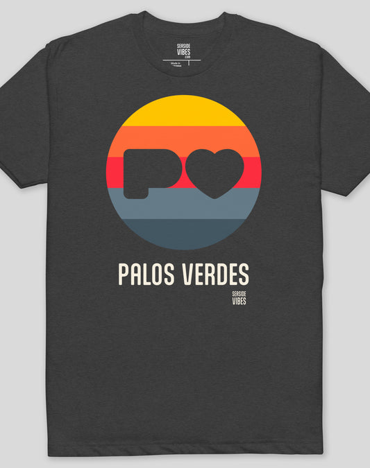 Palos Verdes Sunset Heart Logo Tee - Cotton Blend | Charcoal