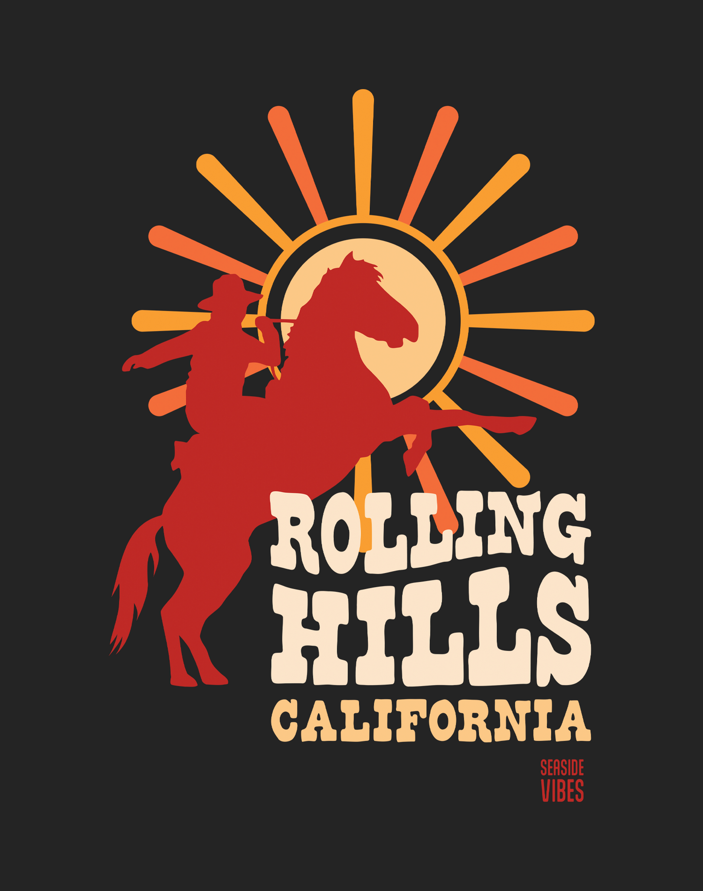 Rolling Hills California Sunset Rodeo Tee - Cotton Blend | Charcoal