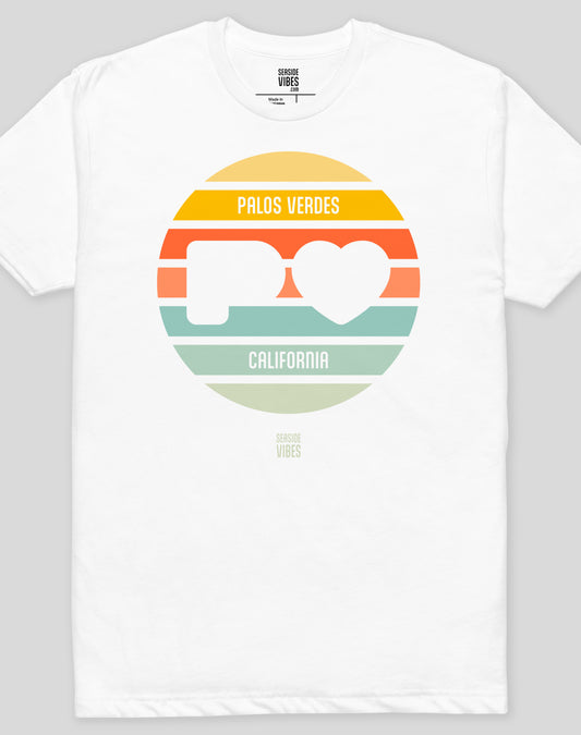 Palos Verdes Sunset Heart Logo Tee - Cotton Blend | White