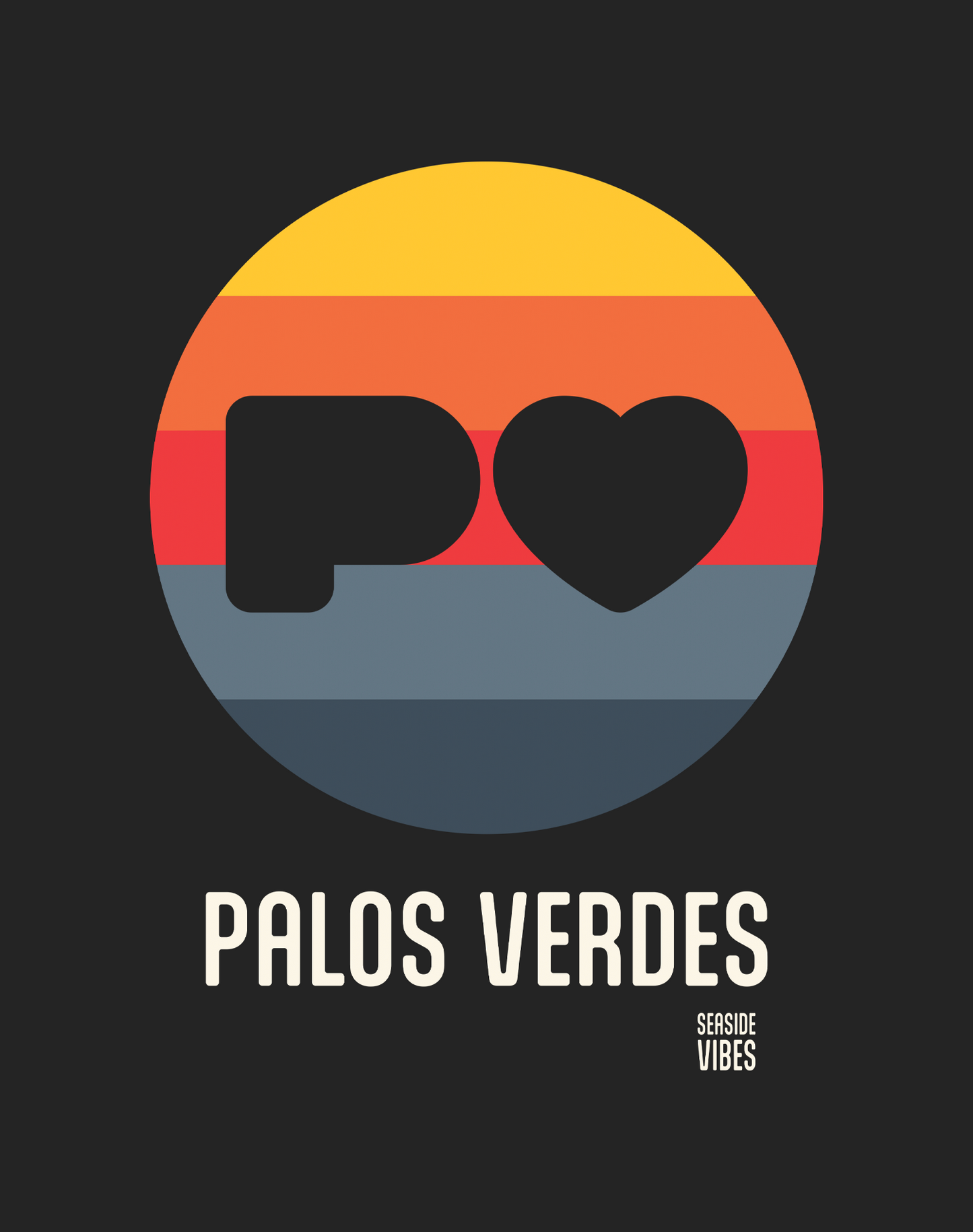 Palos Verdes Sunset Heart Logo Tee - Cotton Blend | Charcoal