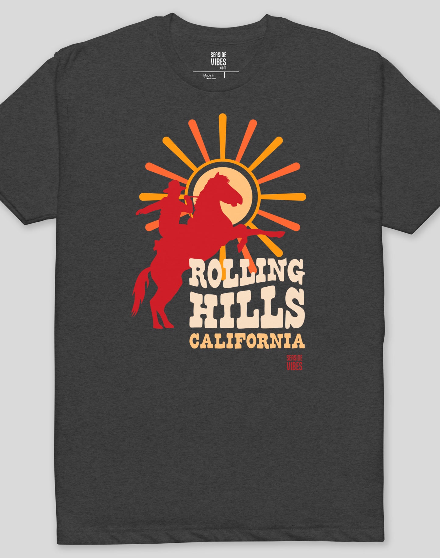 Rolling Hills California Sunset Rodeo Tee - Cotton Blend | Charcoal