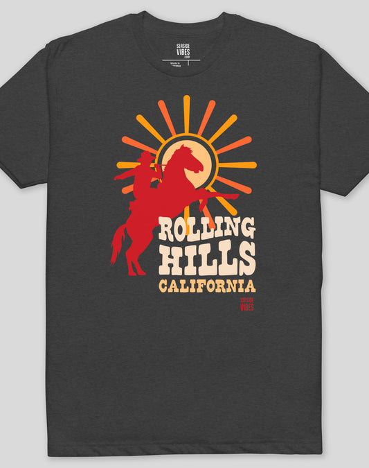 Rolling Hills California Sunset Rodeo Tee - Cotton Blend | Charcoal