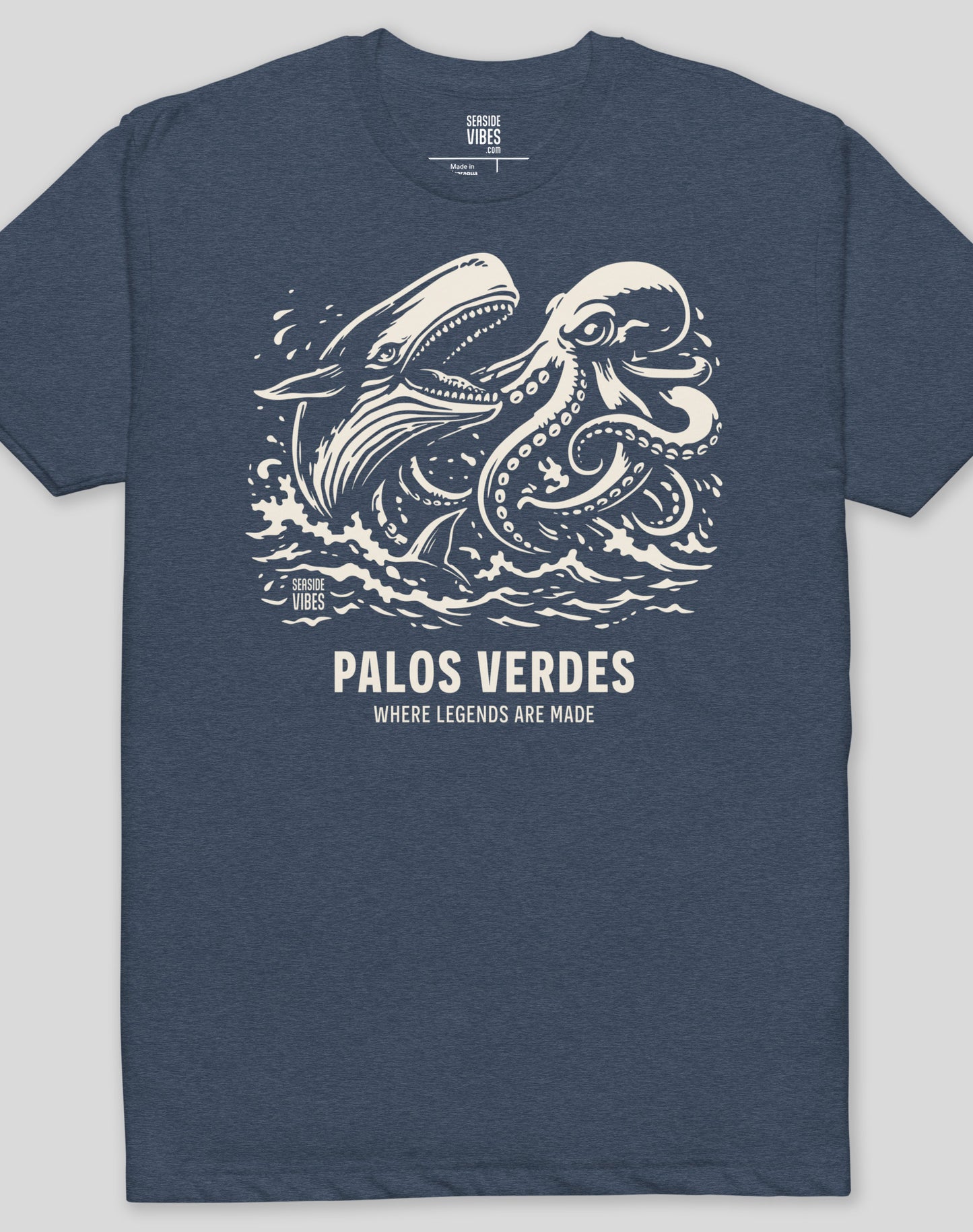 Palos Verdes Octopus vs Whale Legends Tee - Cotton Blend | Midnight Navy