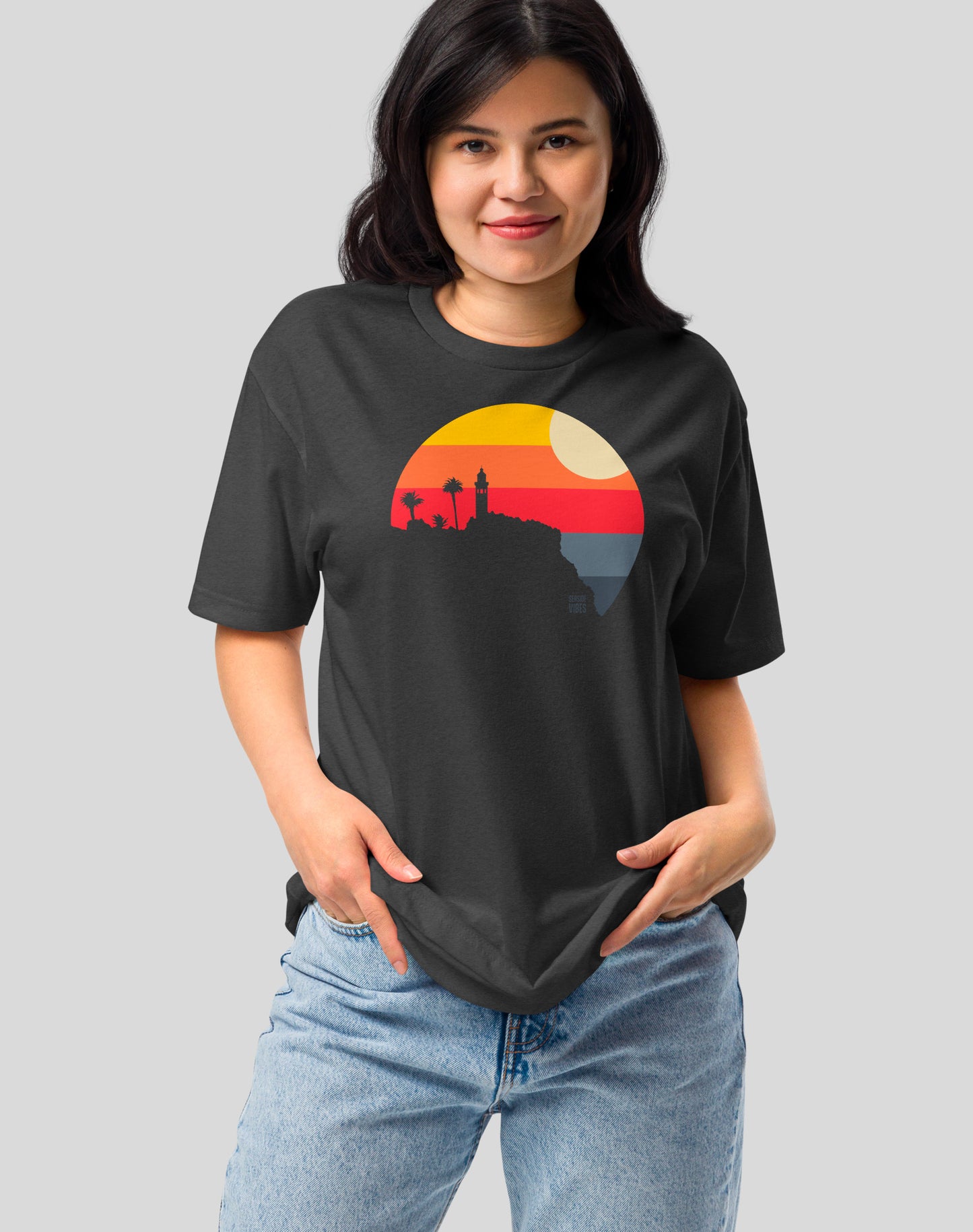 Point Vicente Lighthouse Sunset Tee - Cotton Blend | Charcoal