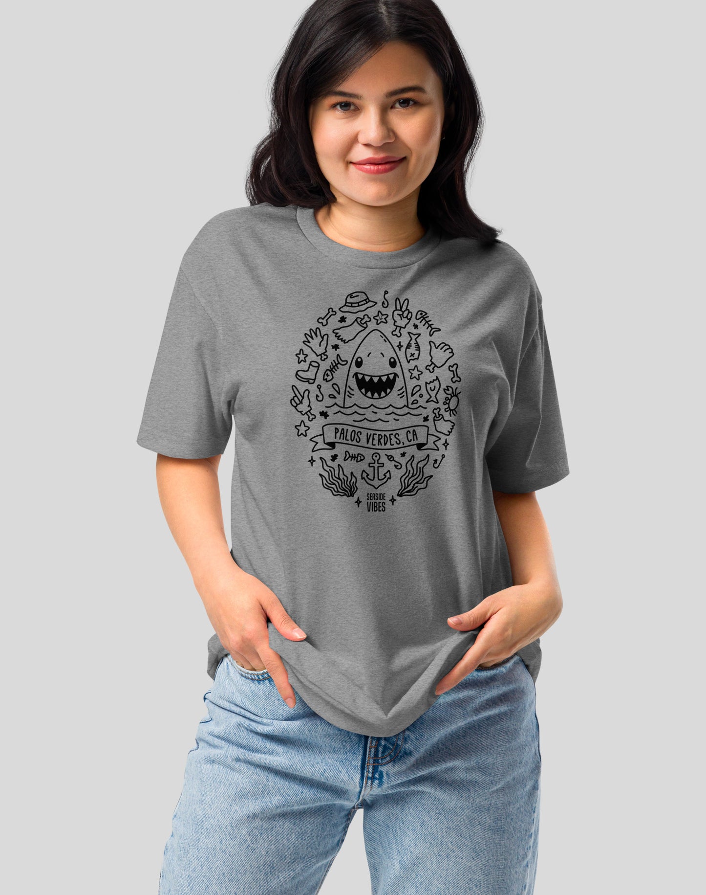 Palos Verdes Shark Attack! Tee - Cotton Blend | Dark Heather Gray