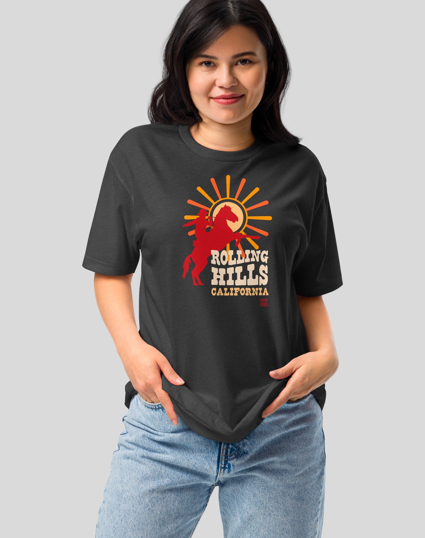 Rolling Hills California Sunset Rodeo Tee - Cotton Blend | Charcoal