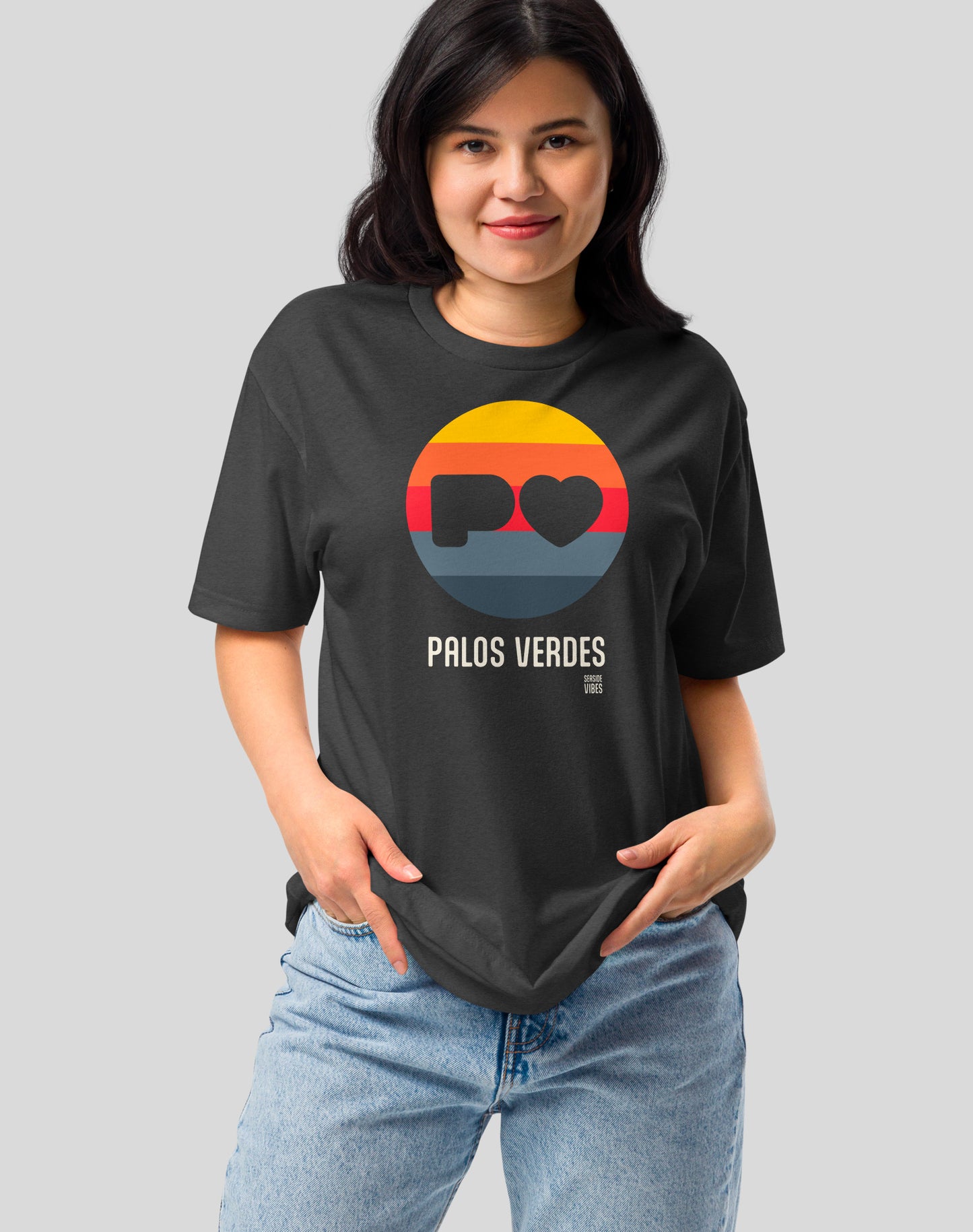 Palos Verdes Sunset Heart Logo Tee - Cotton Blend | Charcoal