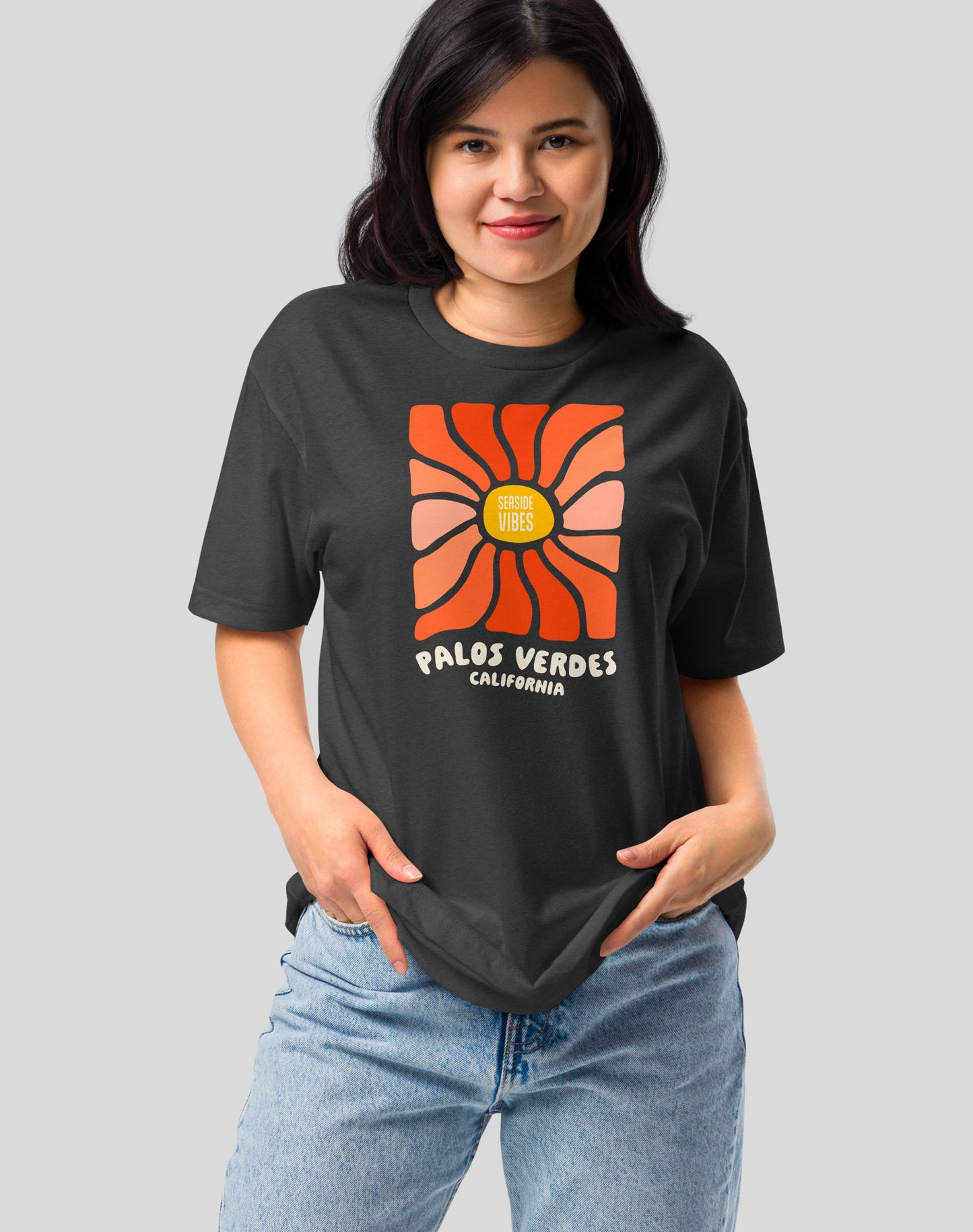 Palos Verdes Wavy Sun Tee - Cotton Blend | Charcoal