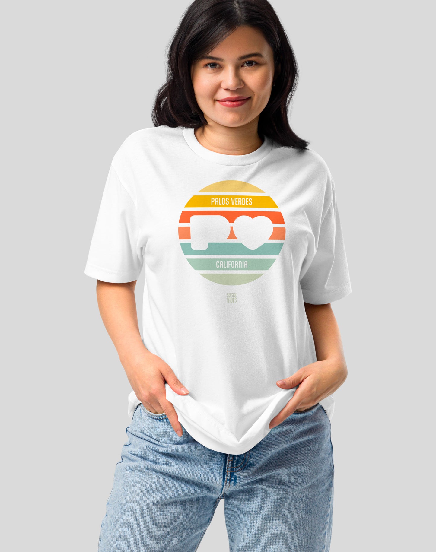 Palos Verdes Sunset Heart Logo Tee - Cotton Blend | White