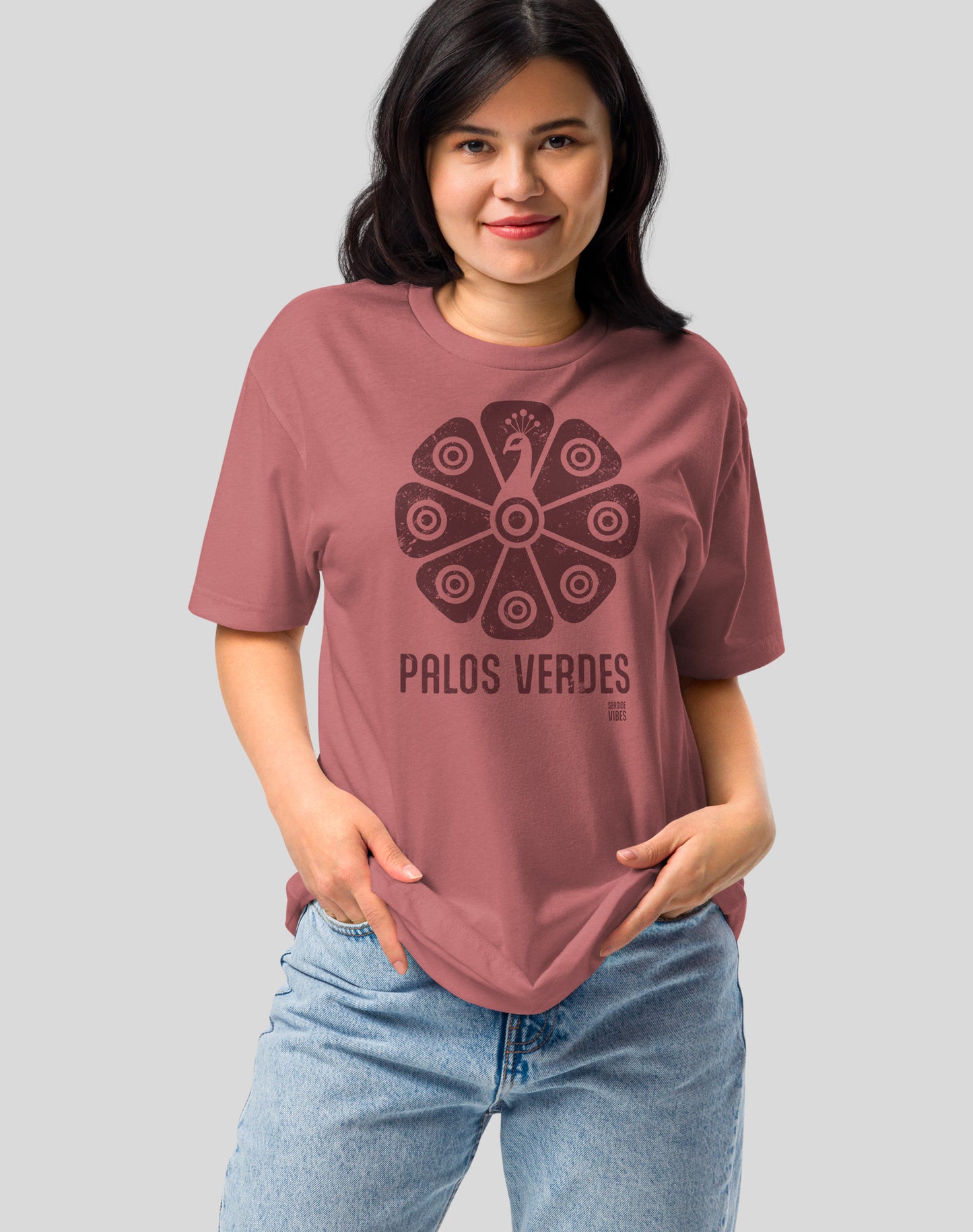 Palos Verdes Tribal Peacock Tee - Cotton Blend | Heather Mauve
