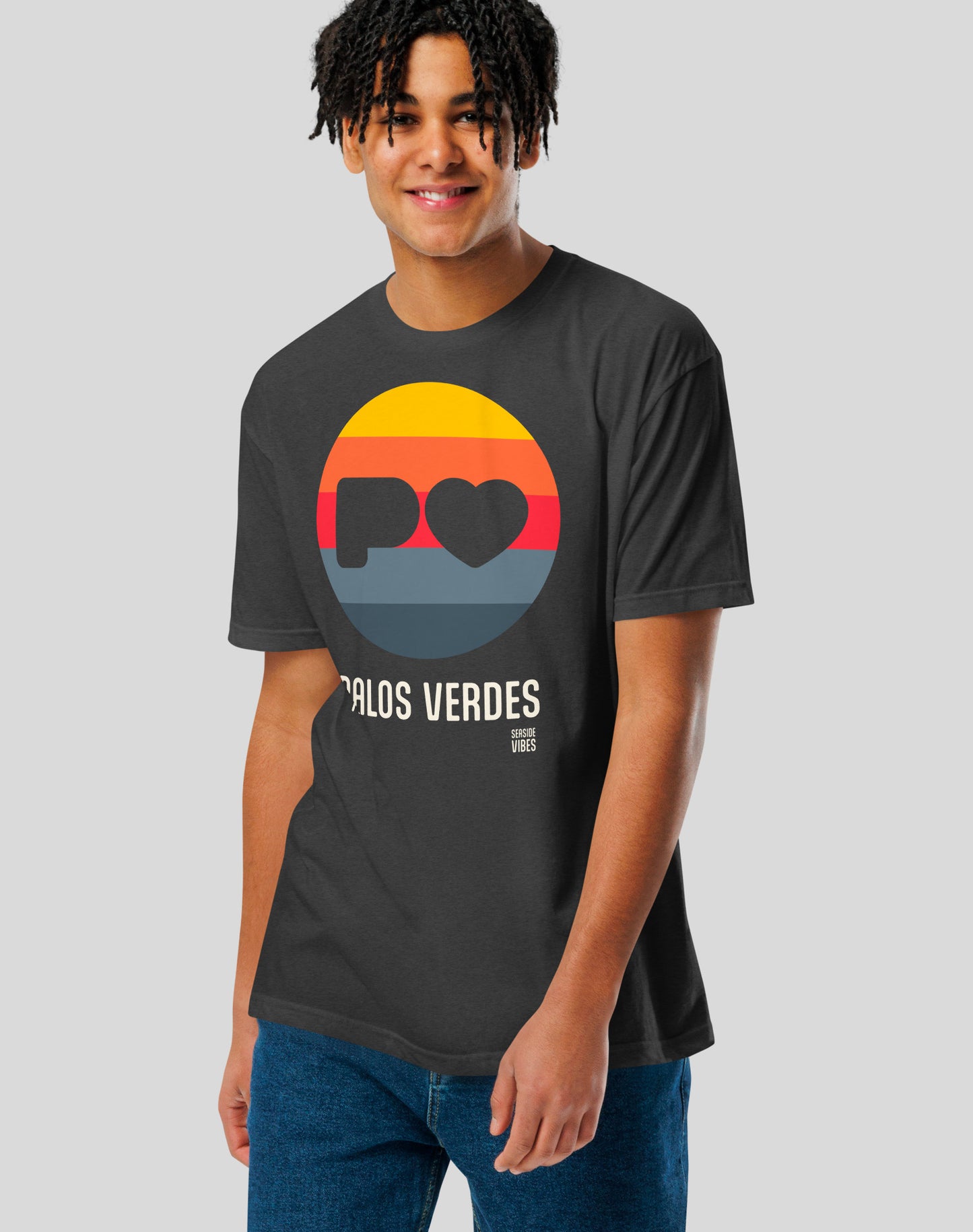 Palos Verdes Sunset Heart Logo Tee - Cotton Blend | Charcoal
