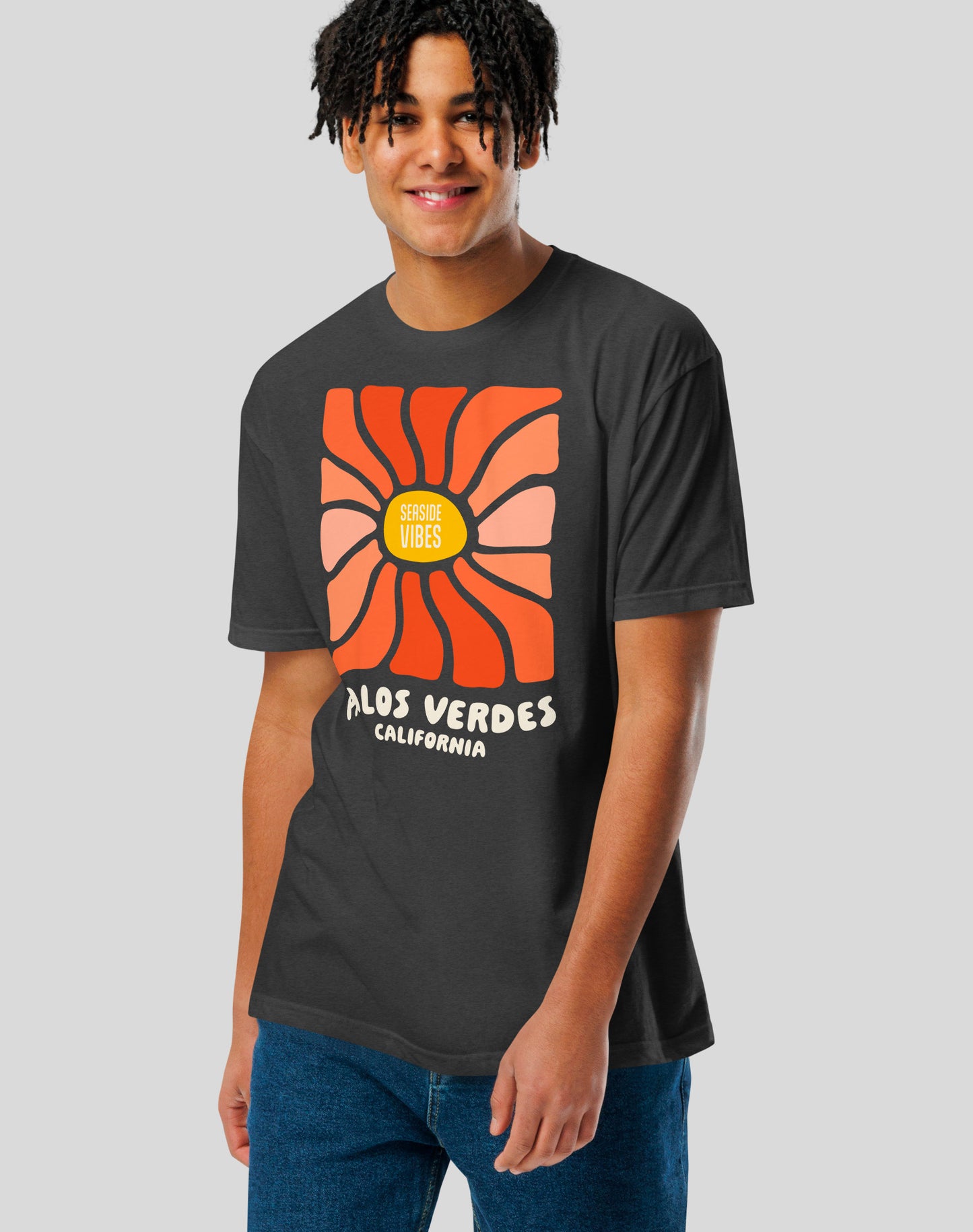Palos Verdes Wavy Sun Tee - Cotton Blend | Charcoal