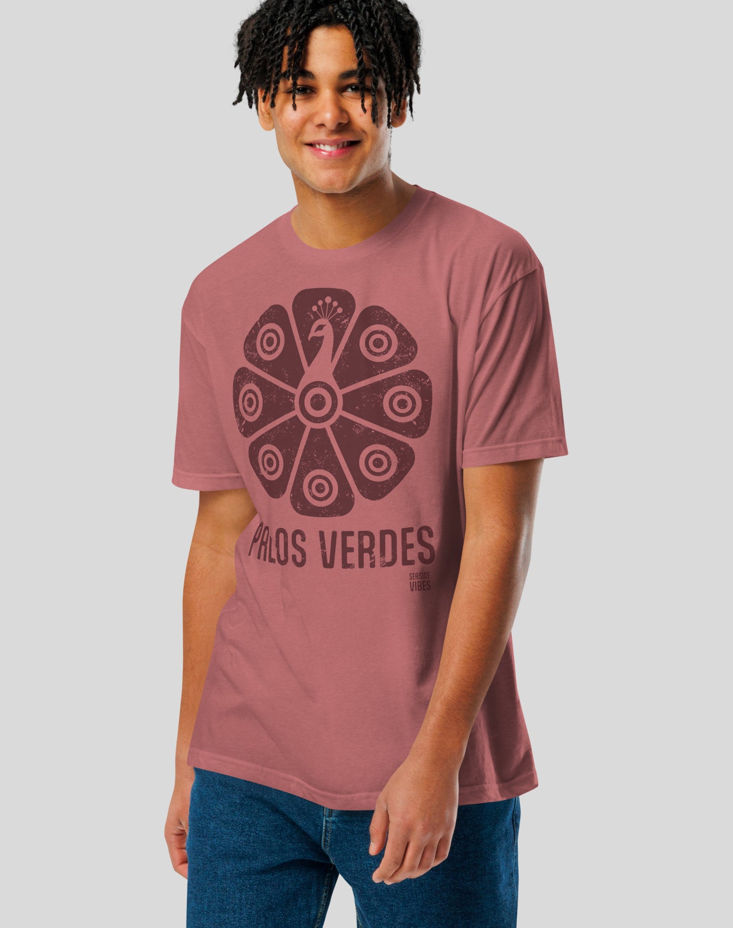 Palos Verdes Tribal Peacock Tee - Cotton Blend | Heather Mauve