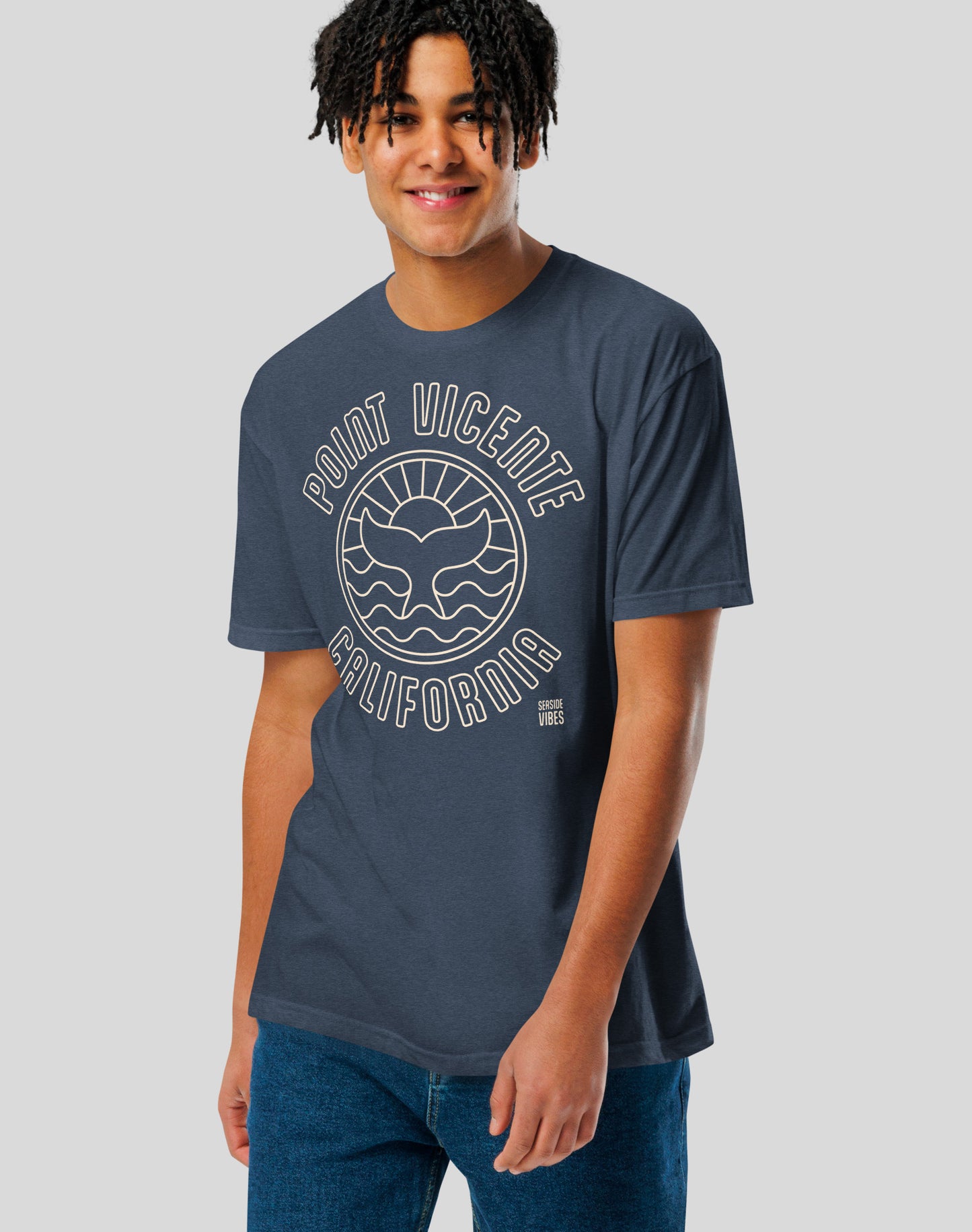 Point Vicente Sunset Whale Tee - Cotton Blend | Midnight Navy