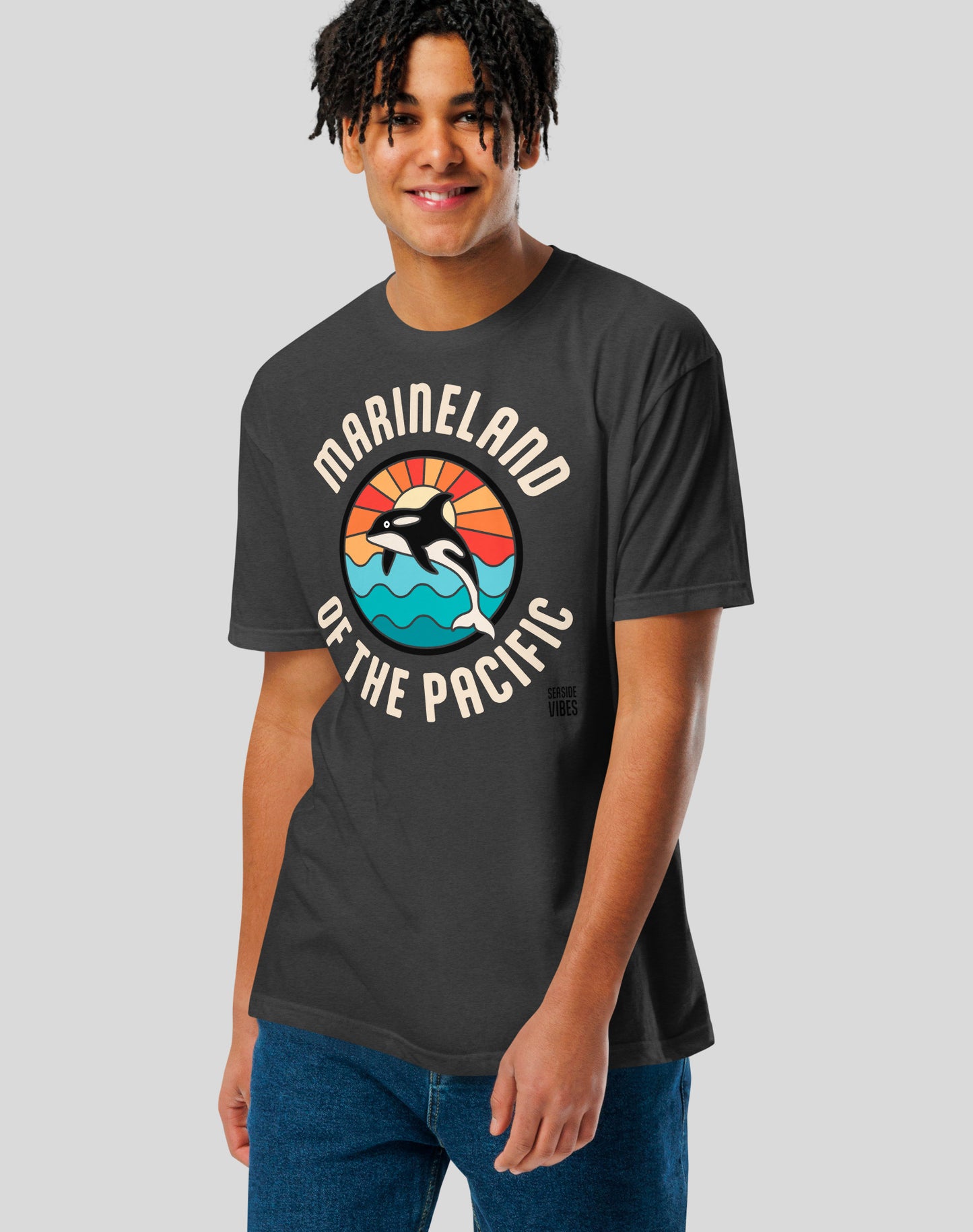 Marineland of the Pacific Retro Sunset Tee - Cotton Blend | Charcoal