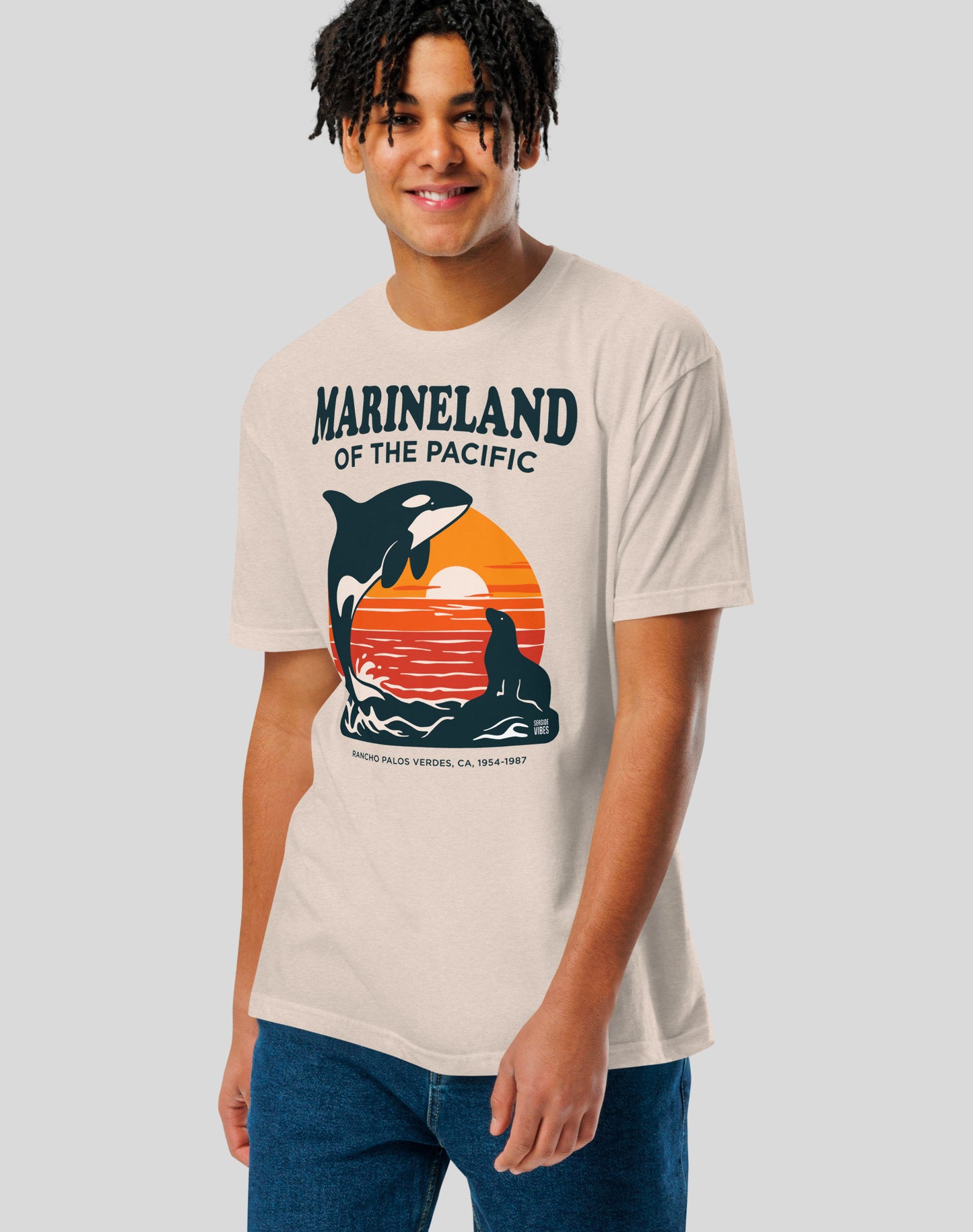 Marineland of the Pacific Sunset Tee - Cotton Blend | Sand