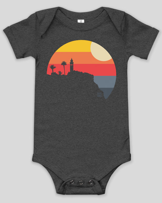 Point Vicente Lighthouse Sunset Onesie | Dark Grey Heather