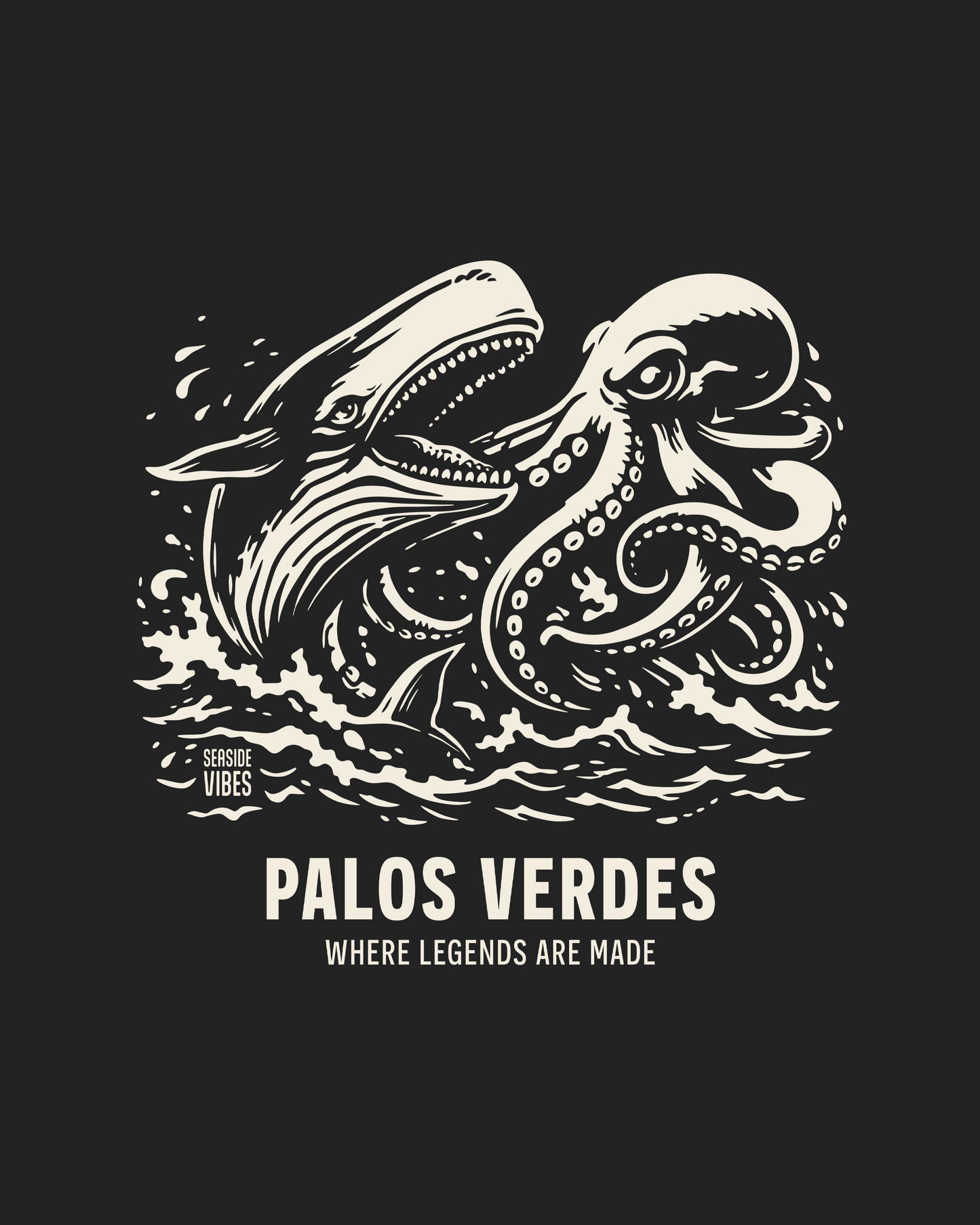 Palos Verdes Octopus vs Whale Legends Onesie | Dark Grey Heather