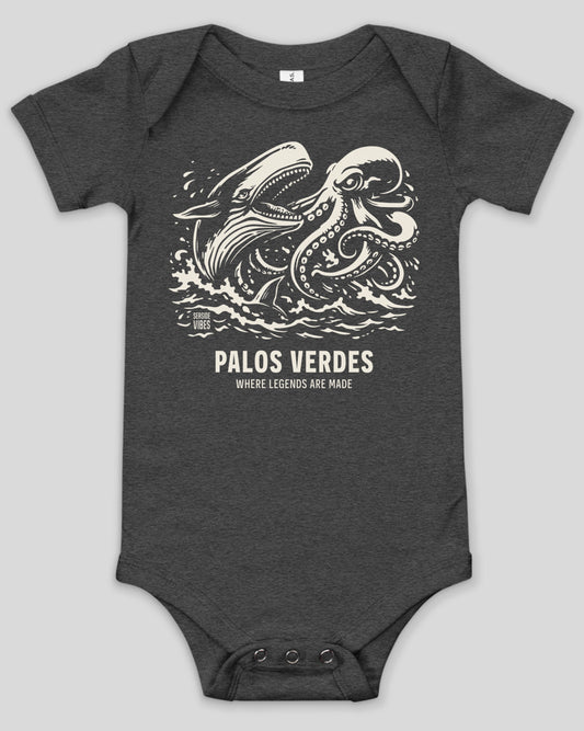 Palos Verdes Octopus vs Whale Legends Onesie | Dark Grey Heather