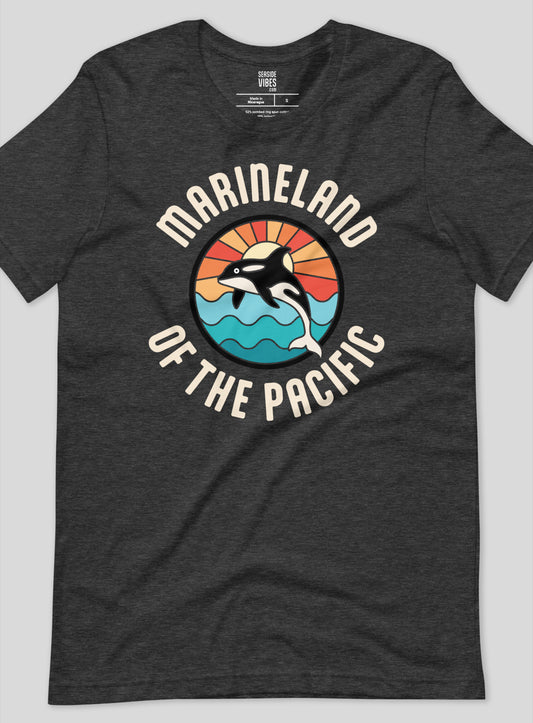 Unisex: Marineland of the Pacific Retro Sunset Tee - Dark Grey Heather