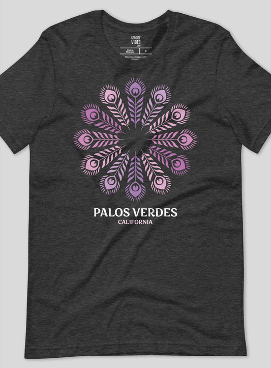 Unisex: Palos Verdes Feathers Tee - Dark Grey Heather