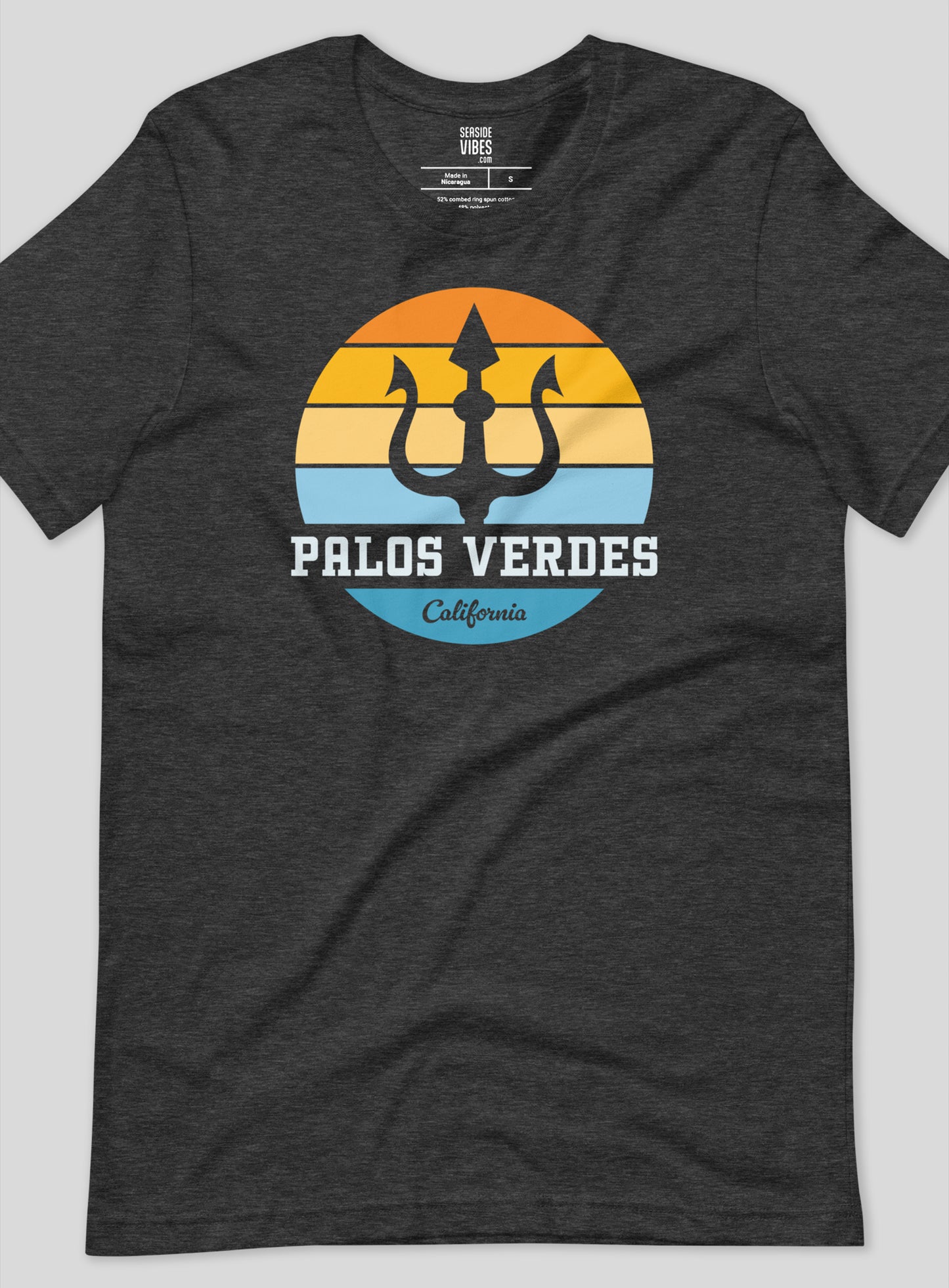Unisex: Palos Verdes Trident Sunset Tee -  Dark Grey Heather