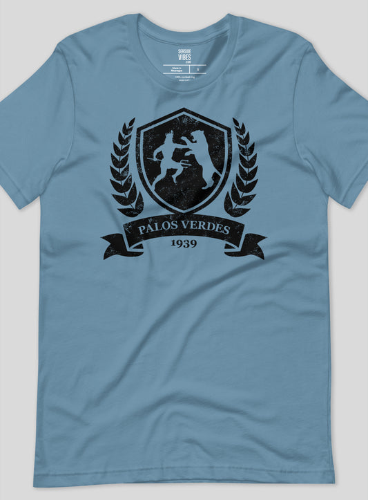 Unisex: Palos Verdes City Crest Tee - Steel Blue