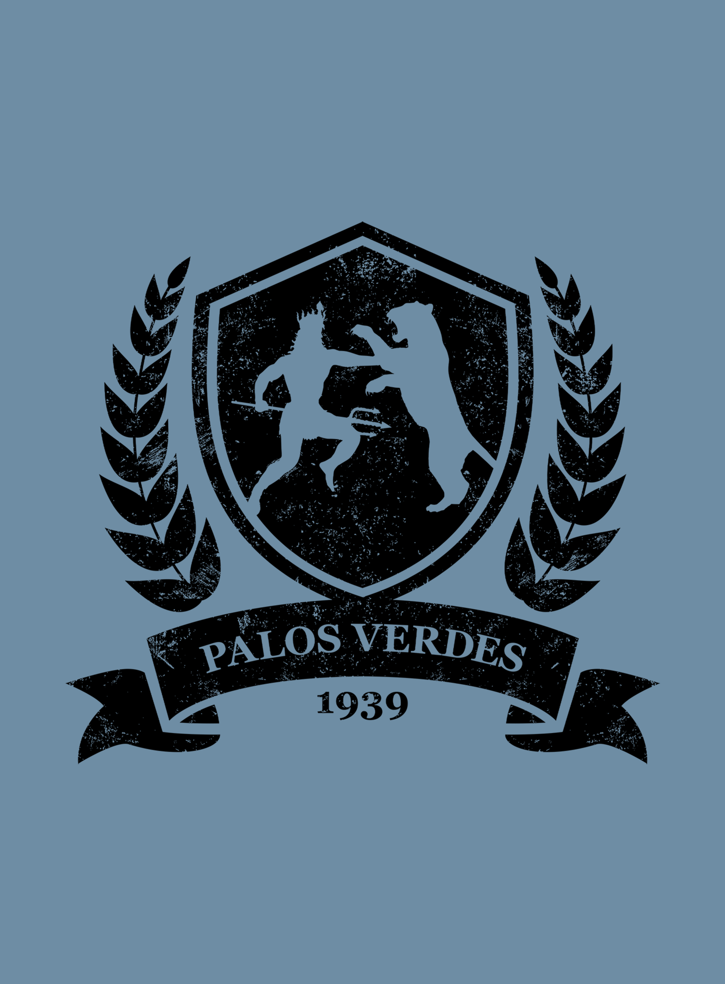 Unisex: Palos Verdes City Crest Tee - Steel Blue