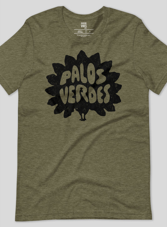 Unisex: Palos Verdes Peacock Vibes Tee - Heather Olive