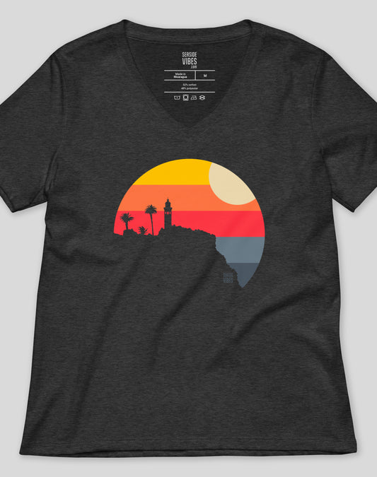 V-Neck: Point Vicente Sunset Tee | Dark Grey Heather