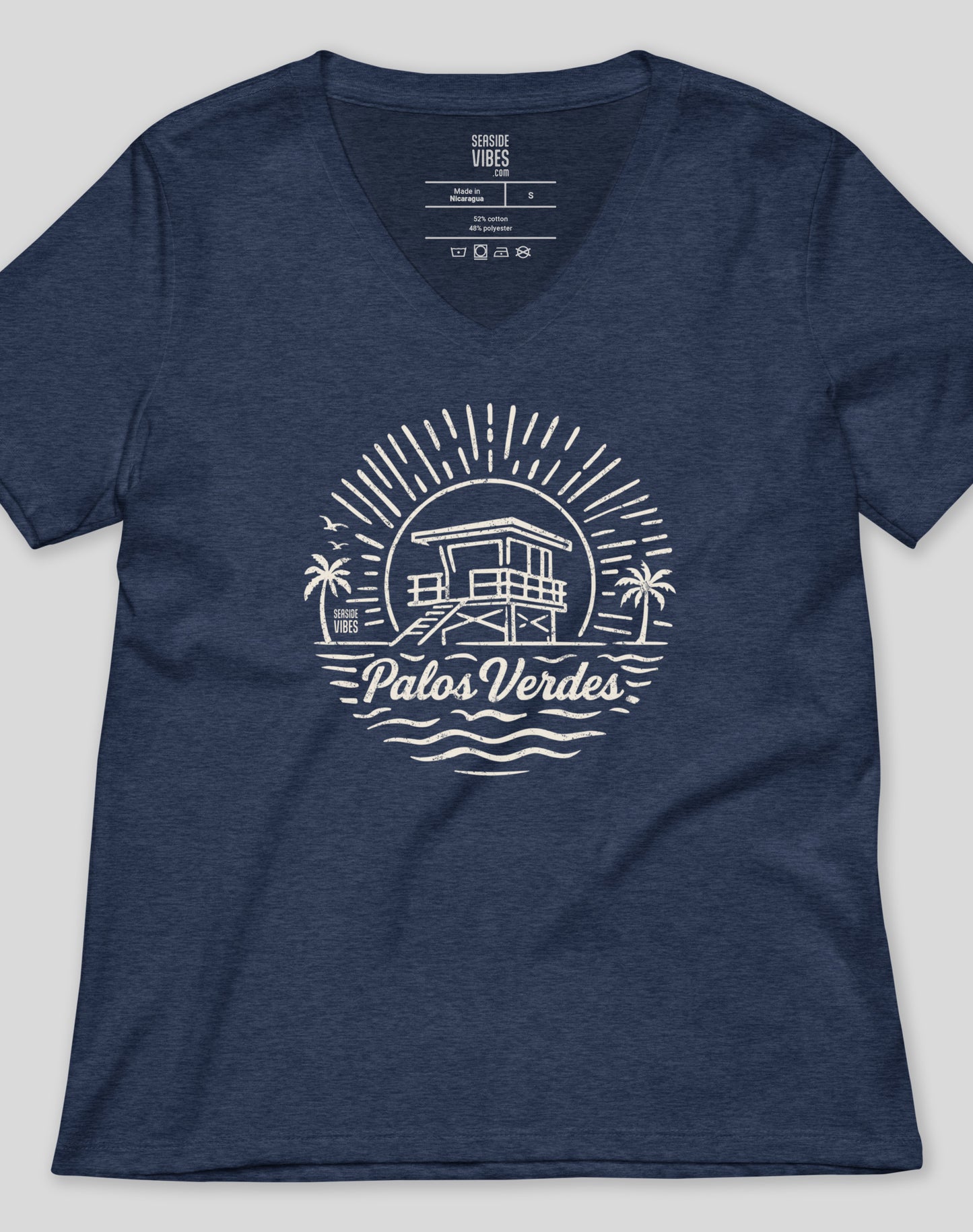 V-Neck: Palos Verdes Sunrise Session Tee | Heather Navy