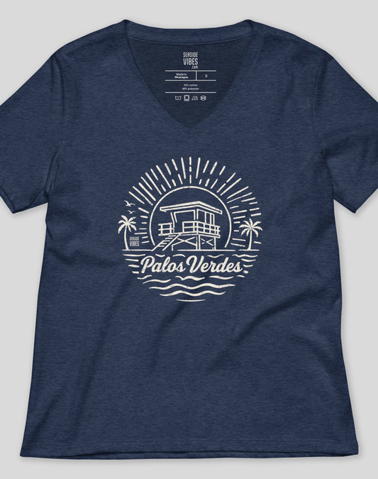 V-Neck: Palos Verdes Sunrise Session Tee | Heather Navy