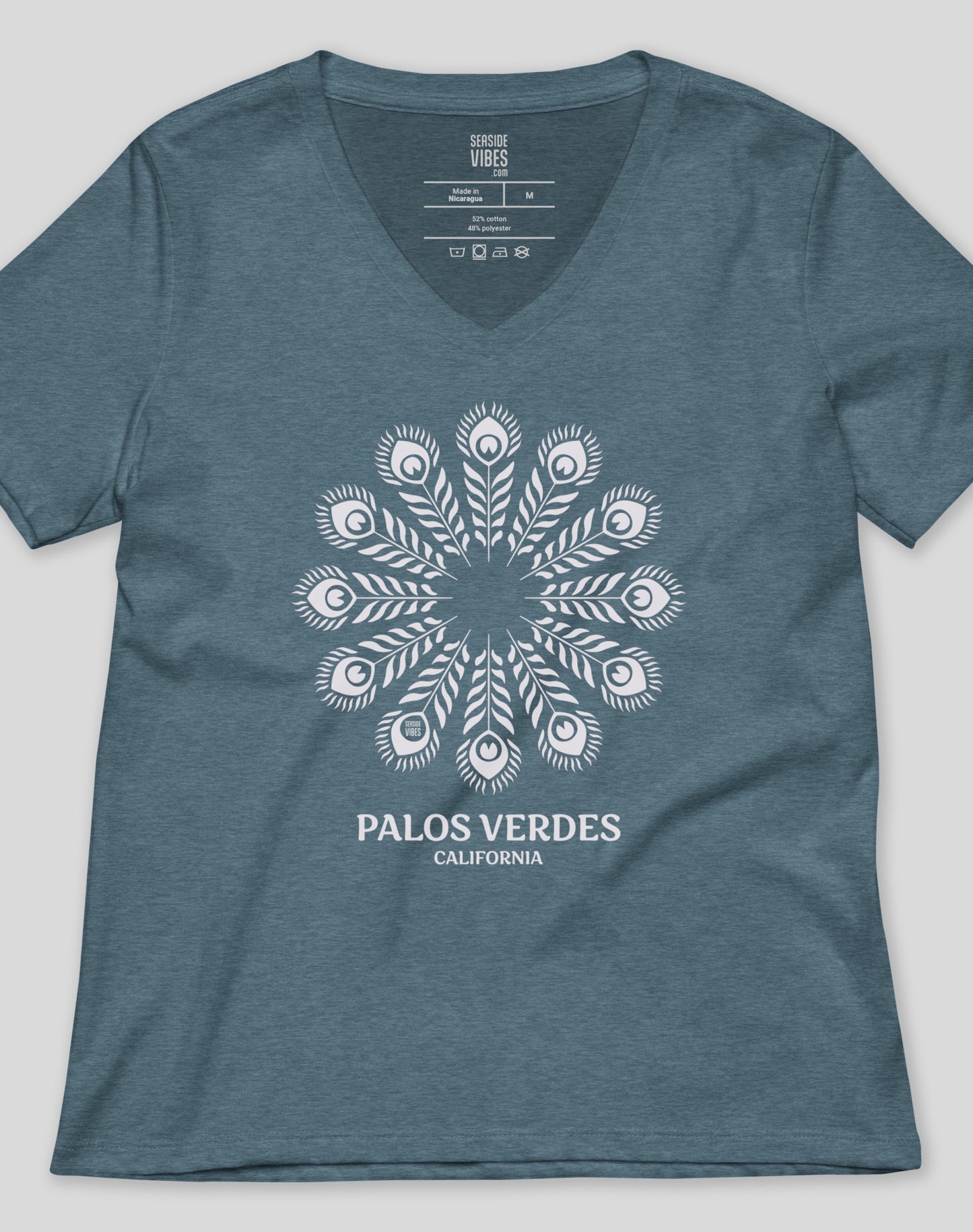 V-Neck: Palos Verdes Feathers Tee | Heather Slate