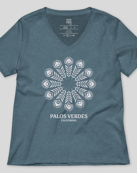 V-Neck: Palos Verdes Feathers Tee | Heather Slate