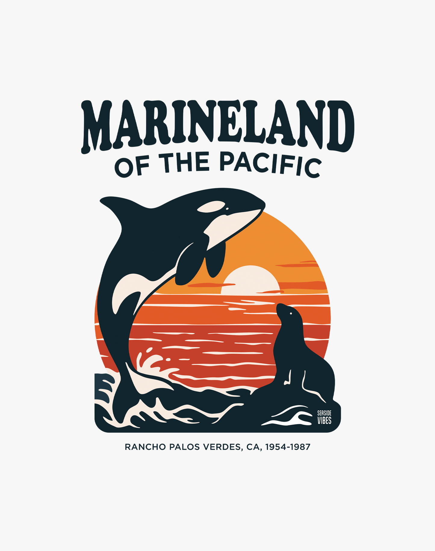 V-Neck: Marineland of the Pacific Sunset Tee | White