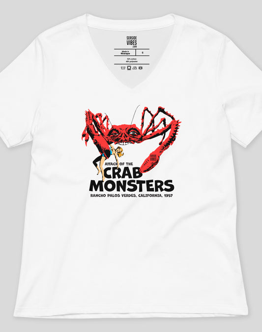 V-Neck: Attack of the Crab Monsters Tee | White