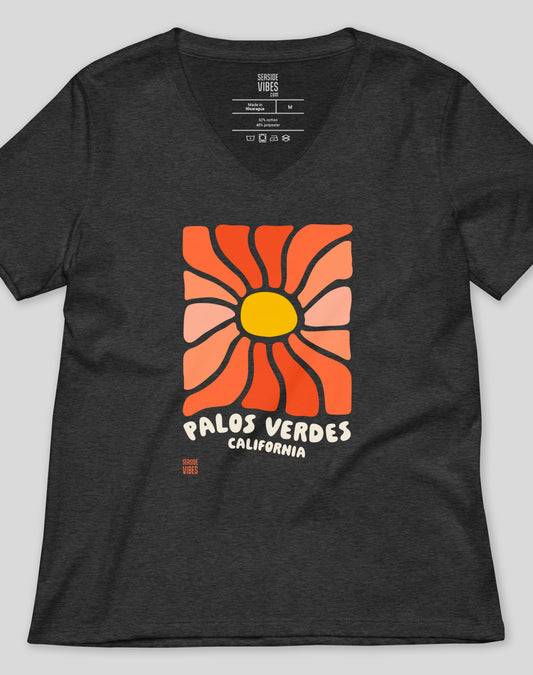 V-Neck: Palos Verdes Wavy Sun Tee | Dark Grey Heather