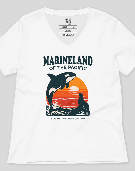 V-Neck: Marineland of the Pacific Sunset Tee | White